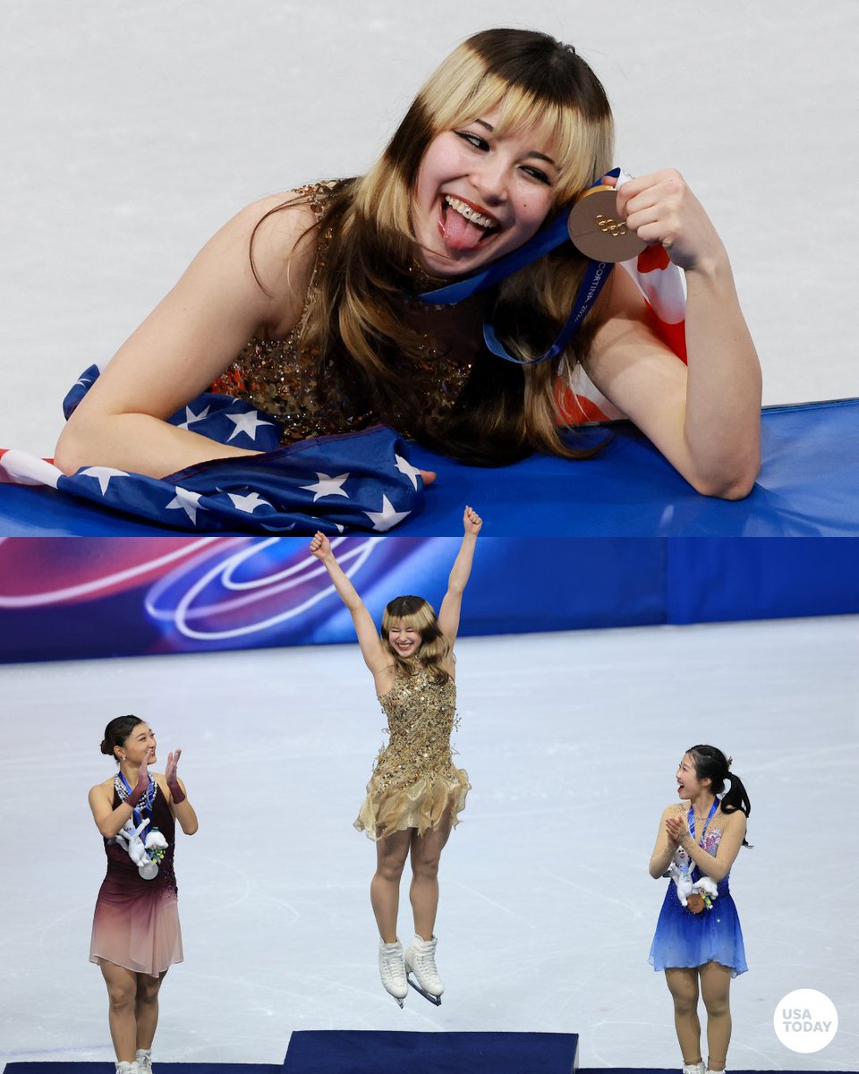 USATODAY's tweet image. Alysa Liu took her place on the top step of the Olympic podium and threw both hands in the air.

The U.S. figure skater who won her first national title at 13 years old, walked away from the sport at 16, came back at 18, became world champion at 19 was now an Olympic gold