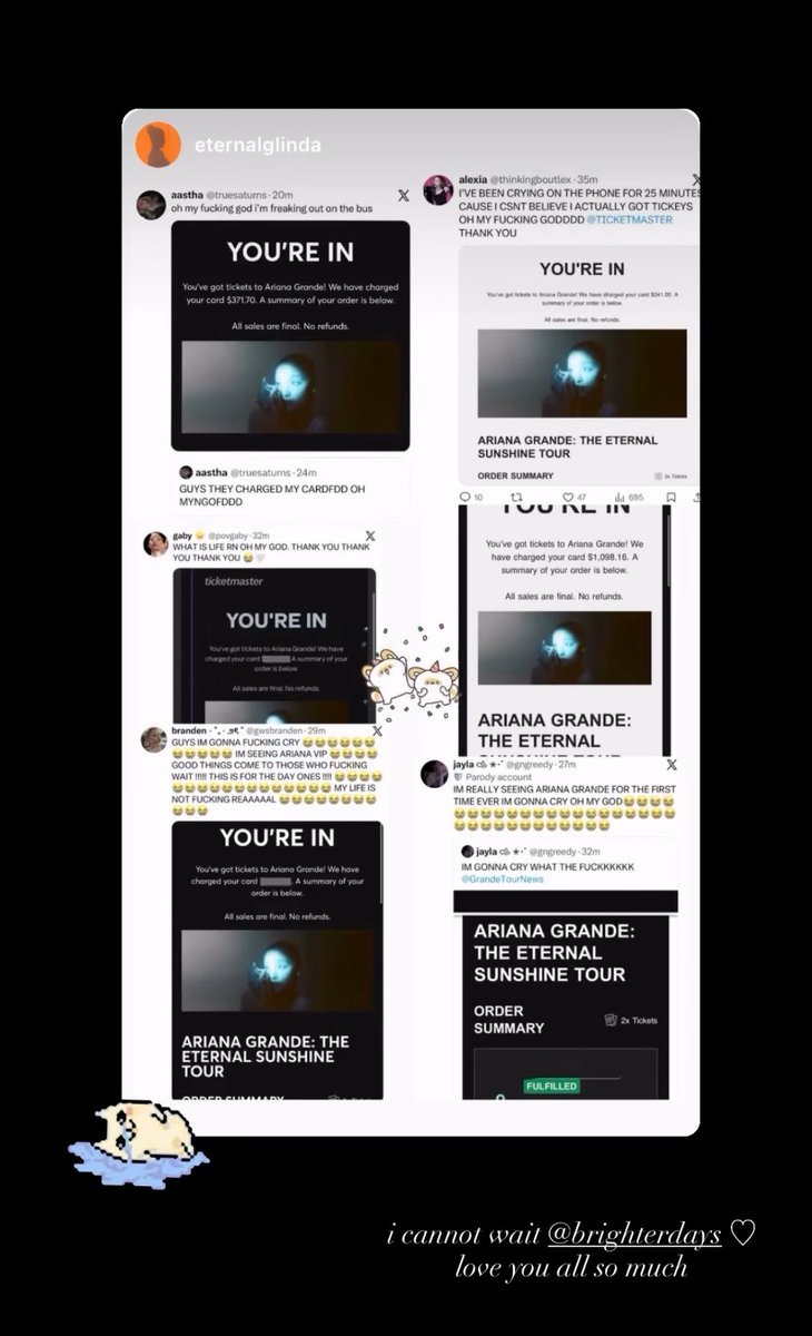 ariana grande via instagram stories: “i cannot wait ♡ love you all so much”