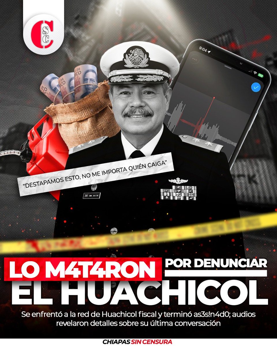 Lo m@taron por denunciar el huachicol.
El contralmirante Fernando Rubén Guerrero Alcántar sostuvo reuniones clave con los entonces secretarios de Marina, José Rafael Ojeda Durán y Raymundo Pedro Morales Ángeles, recién nombrado en la nueva administración.
En menos de un año,
