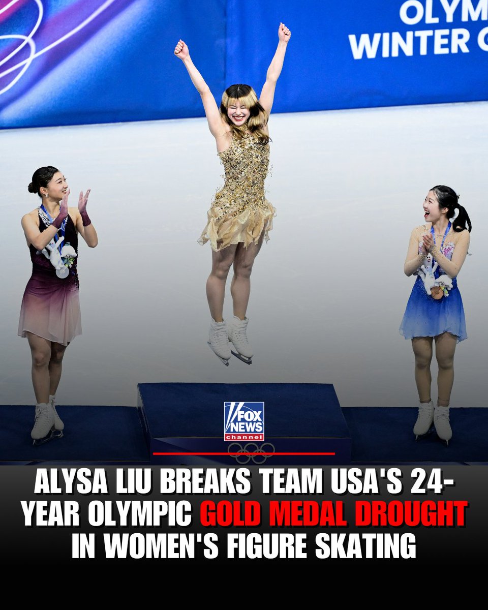 FoxNews's tweet image. LIU’S LEGENDARY COMEBACK: Team USA women's figure skater Alysa Liu won gold in the women's free skate final, ending a 20-year drought for American women to medal in the event, and a 24-year drought to win gold.

Liu became a fan favorite for the U.S. this year after her dramatic