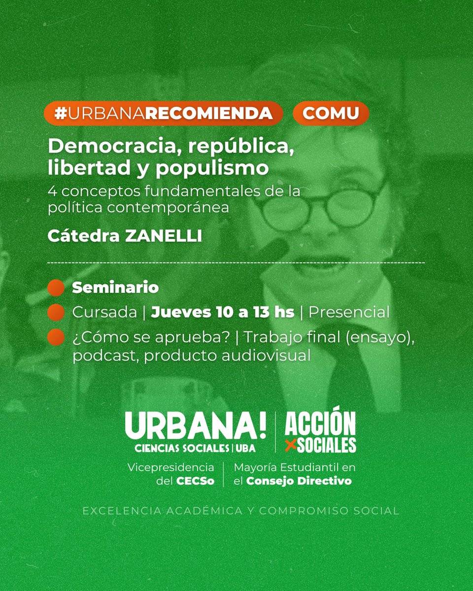 urbanasociales's tweet photo. 📗 #UrbanaRecomienda · Comunicación | DEMOCRACIA, REPÚBLICA, LIBERTAD Y POPULISMO: 4 CONCEPTOS FUNDAMENTALES DE LA POLÍTICA CONTEMPORÁNEA - Cátedra ZANELLI
#ComunicaciónUBA #CCOM #SocialesUBA #Seminarios #CECSo https://t.co/eSR2Fp7130