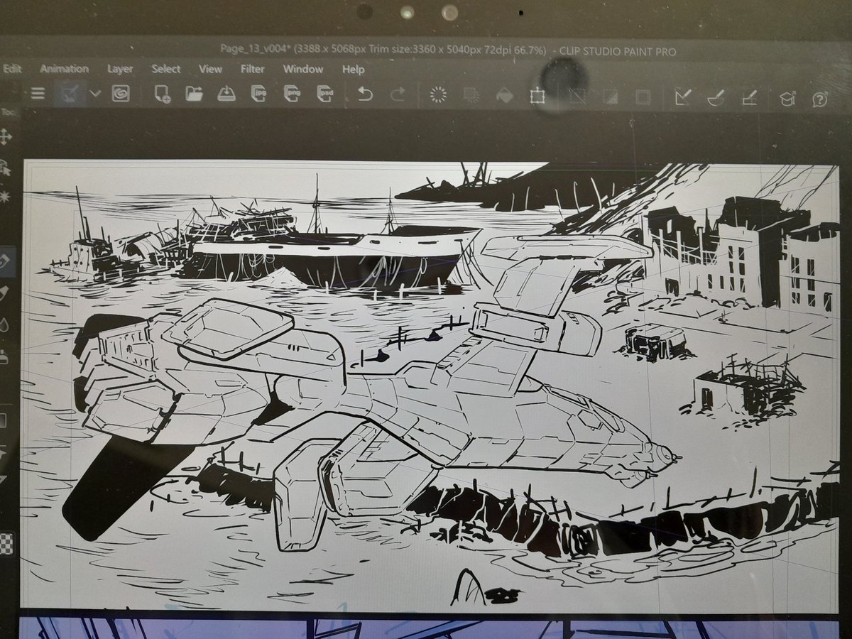 Big establishing shot, just because? Not really, the world fleshed out, mood established. #comicart #graphicnovel