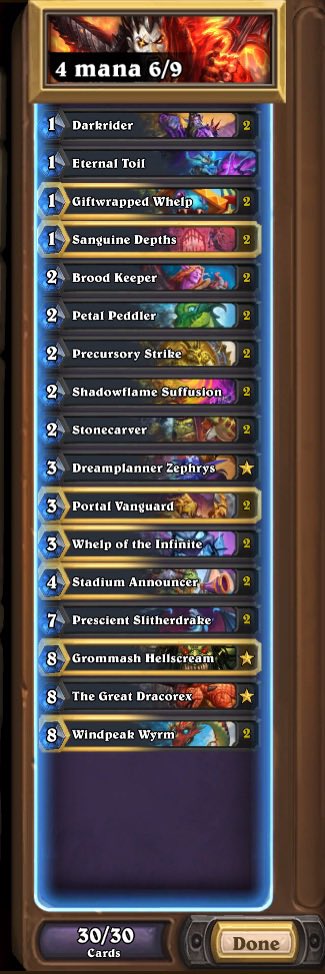 hs_zaj's tweet photo. February legend! Started with few different things on the climb, but found that dragon warrior still felt solid. Tried librarian/weaponsmith, both felt mid, so I flexed in an eternal toil instead (which also didn’t matter). If Arkwings become popular, this is a good counter! https://t.co/TdfyezLgwW