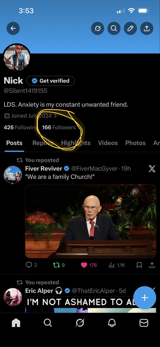 Not bad for not having a blue checkmark.