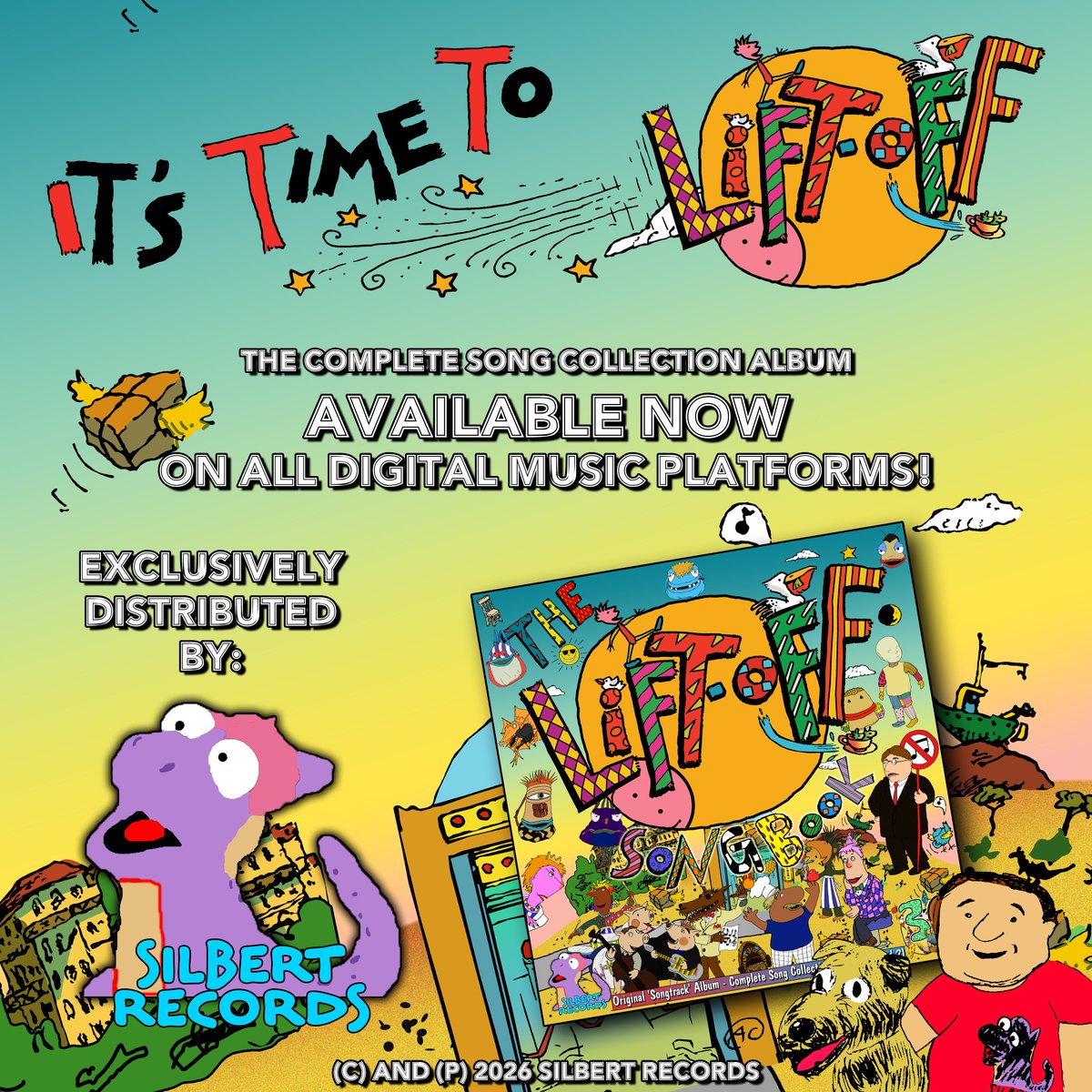 RecordsSilbert's tweet photo. NEW RELEASE FROM SILBERT RECORDS:
THE LIFT-OFF SONGBOOK: ORIGINAL 'SONGTRACK' ALBUM (Featuring all of the songs from the series, Lift-Off 1 and 2). Available NOW on ALL streaming/digital music platforms. #Liftoff #ACTF #ABC #ABCKIDS #90s #90saustralia #wakadoocafe https://t.co/uGOvPNMemB