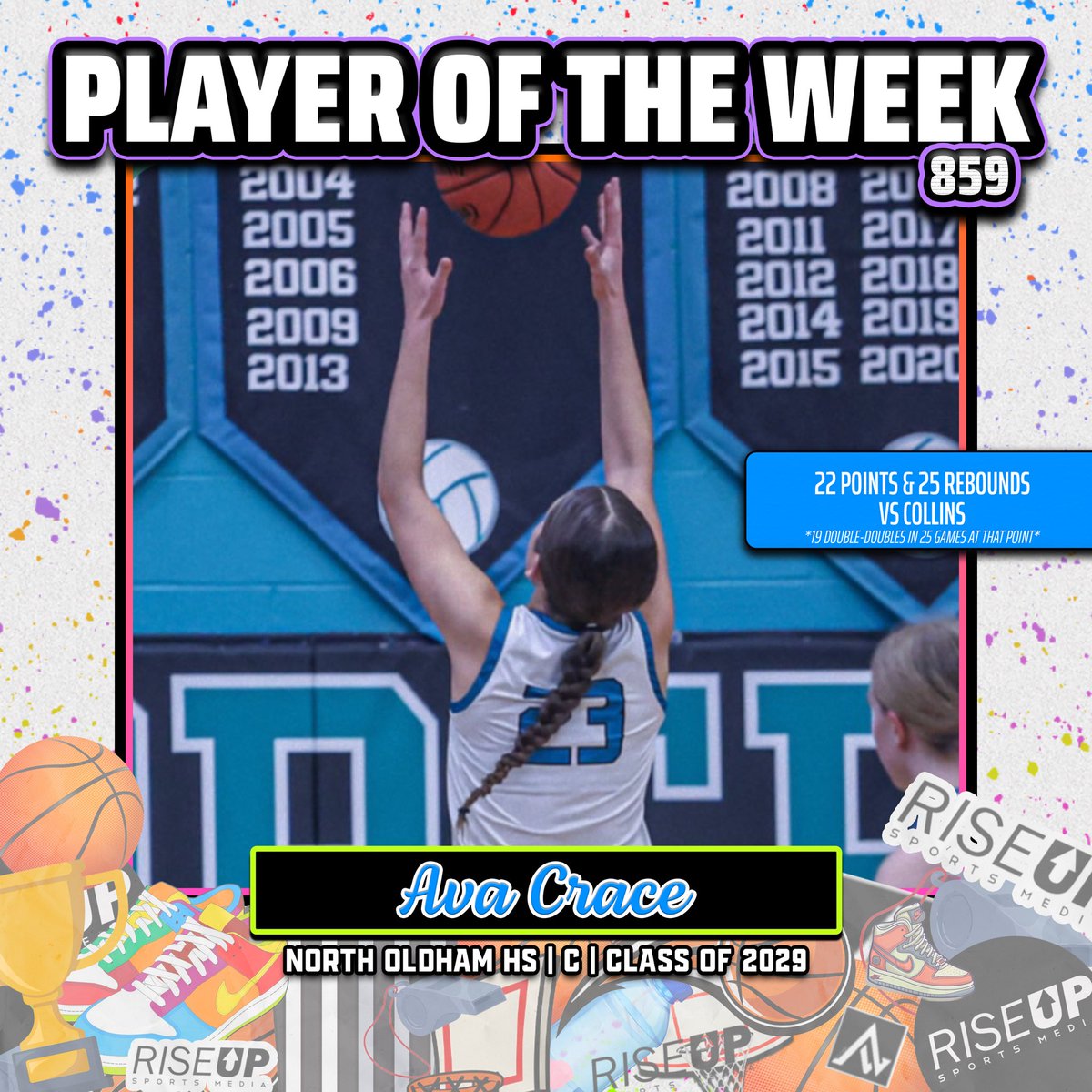 🏀𝟴𝟱𝟵 𝗥𝗜𝗦𝗘 𝗨𝗣 𝗣𝗟𝗔𝗬𝗘𝗥 𝗢𝗙 𝗧𝗛𝗘 𝗪𝗘𝗘𝗞🏀

Big congrats to North Oldham’s Ava Crace who was voted 859 Player of the Week for week 11🌟

<a href="/NOHSGirlsHoops/">North Oldham Girls Basketball</a> | <a href="/alyxwhite_/">Alyx White</a>