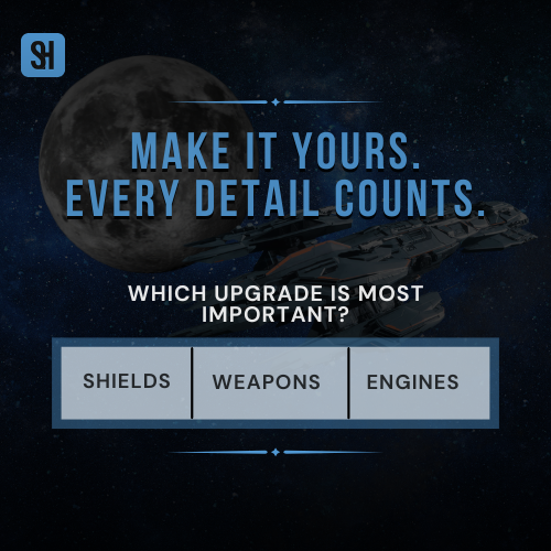 StarHangar's tweet image. Weapons: Make it yours. Every detail counts. ⚔️ Which upgrade matters most—engines or shields? 🛡️

🚀 #StarCitizen #SC2956 #ShipUpgrades #SpaceCombat #GalacticAdventure #PvP #PvE #SpaceGame #StarCitizenUniverse #ExploreTheVerse #GamingCommunity