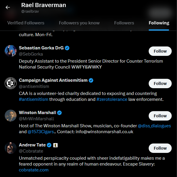 SirTravisDane's tweet photo. Rael Braverman likes to run his mouth lately on X. Hey @SuellaBraverman, why is your husband following a man wanted by UK police for ABH, rape and human trafficking? @reformparty_uk @reformexposed https://t.co/GSYJyfyoeX