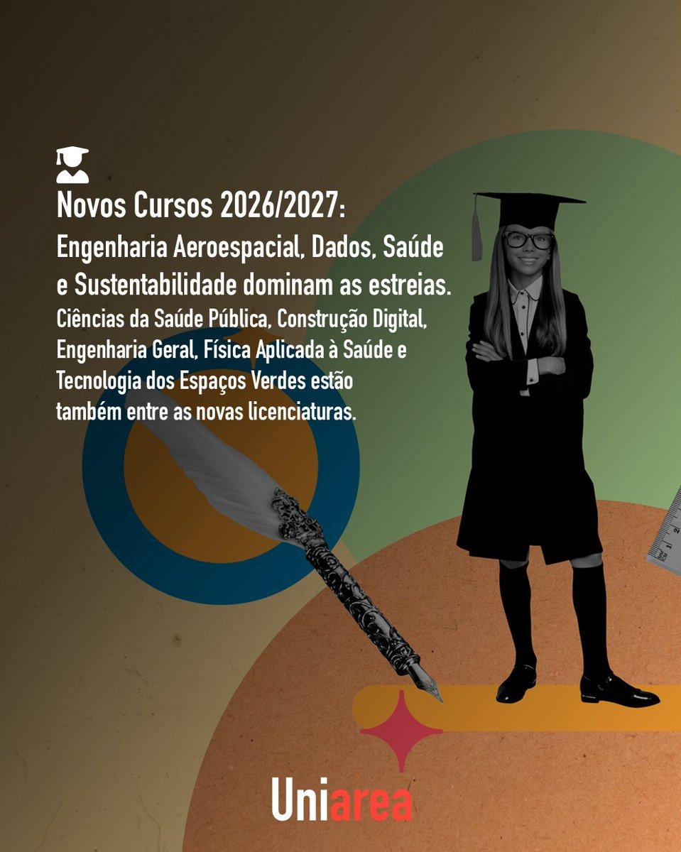 🧑‍🎓 O novo mapa de vagas revela uma aposta clara em setores estratégicos como a engenharia, a análise de dados e a sustentabilidade. Entre um novo curso de medicina e outro de direito, conhece as novas licenciaturas a que podes concorrer: uniarea.com/novos-cursos-2…