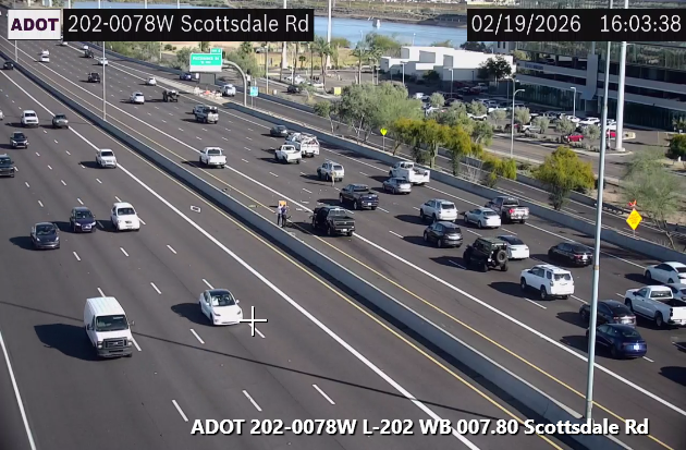 Eastbound Loop 202 (Red Mountain) near Scottsdale Road: A crash is