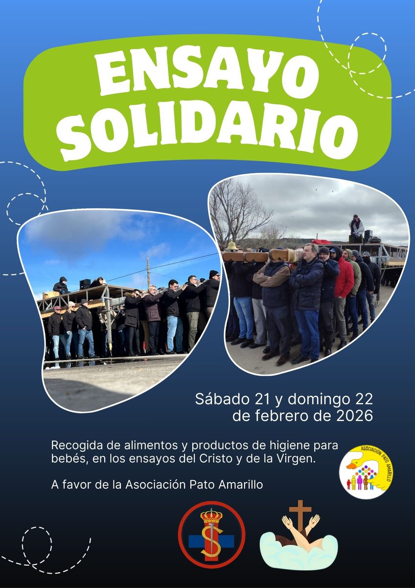 archimedinaceli's tweet photo. ENSAYO SOLIDARIO

Ensayo solidario en los ensayos de ambos tronos para practicar la caridad.

Se recogerán alimentos para bebés y productos de higiene de bebé, que seran donados a la Asociación Pato Amarillo.

#MedinaceliMadrid
#DoloresMedinaceli
#Cuaresma25 https://t.co/izmLykZhOS