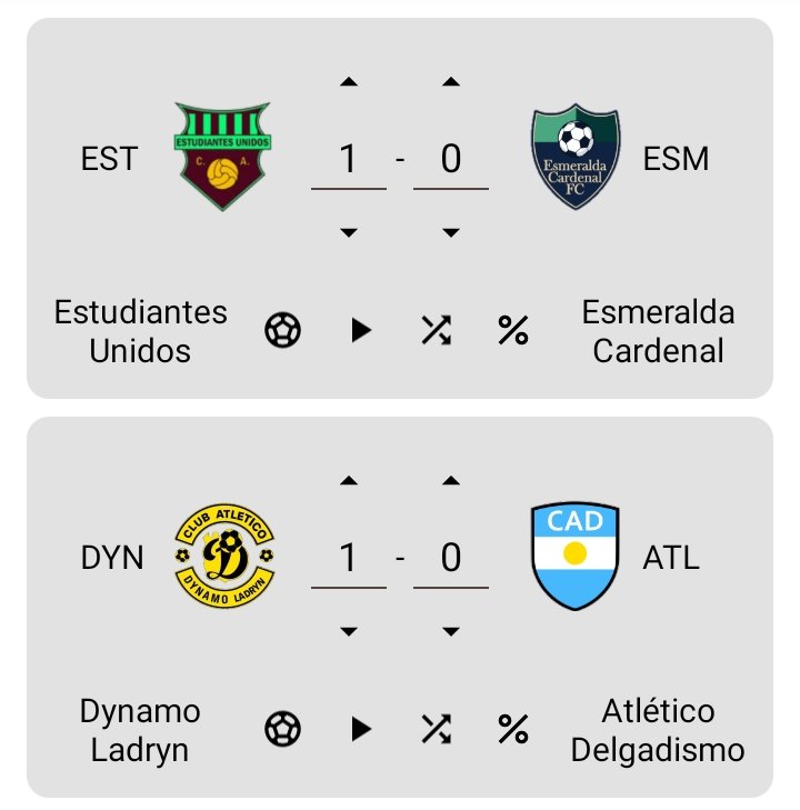 FedeFutXD's tweet photo. I-P

Grupo I:

Tres Triángulos A: 1 (40')
A San Cristóbal: 0

Best: 0
Atlético Arbolito: 3 (52' 78' 83')

Grupo J:

Estudiantes Unidos: 1 (90+3')
Dynamo Ladryn: 1 (2') https://t.co/VaP142Nyxu