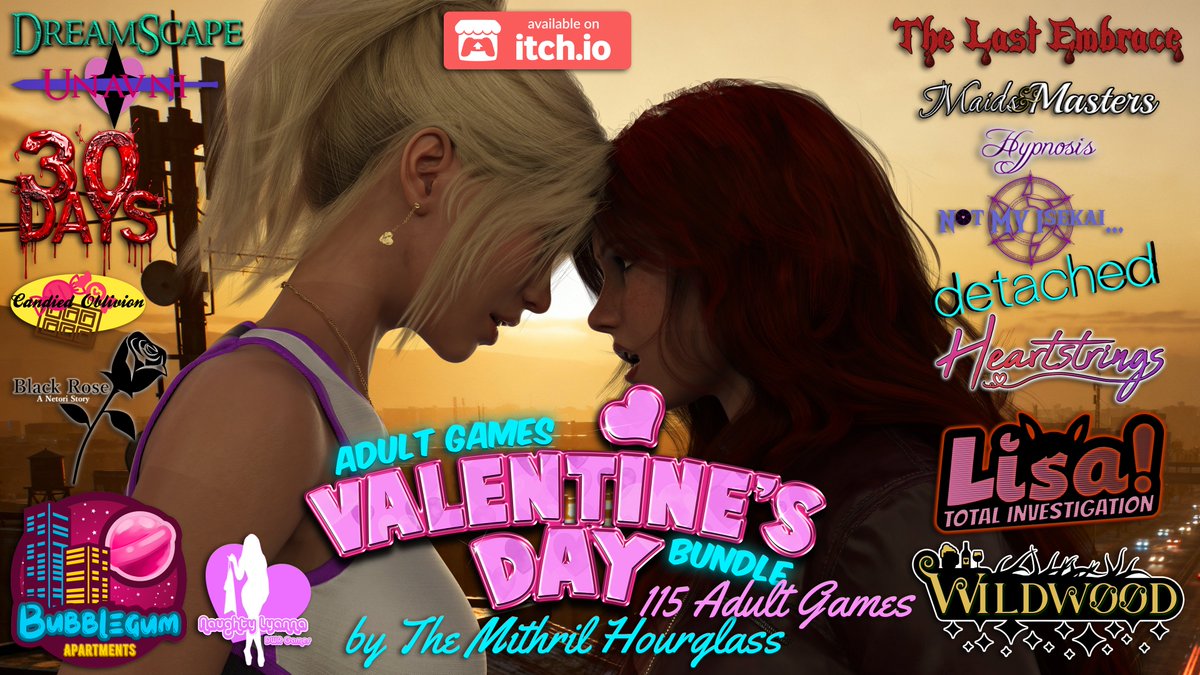 Quick reminder that there are four days remaining on the Valentine's Day Adult Games bundle on Itch! The base bundle is free with optional donations of 20$ or more if you want paid games as well. itch.io/b/3501/valenti…