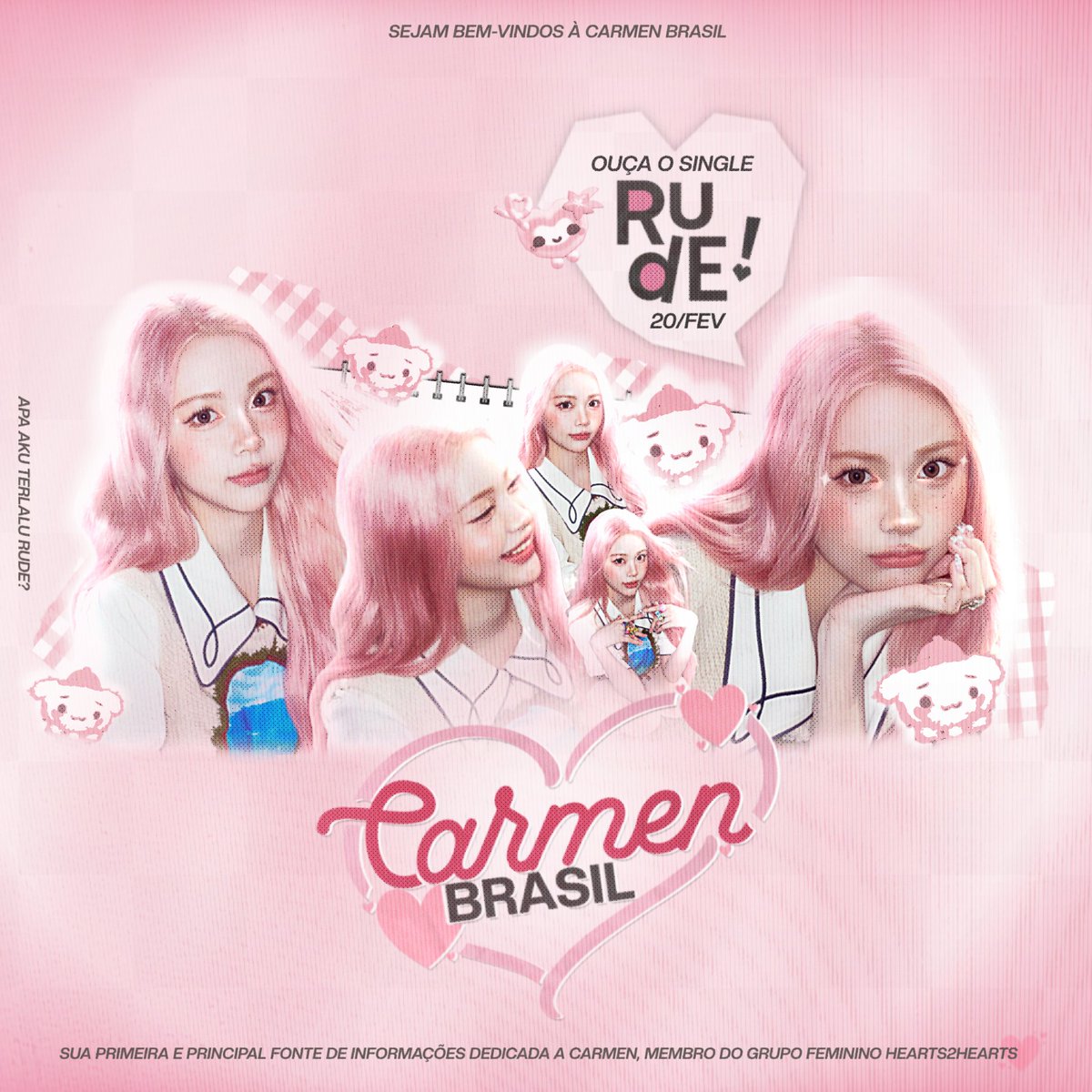 Sejam bem-vindos à Carmen Brasil.

Sua primeira e principal fonte de informações dedicada à Carmen (#카르멘), membro do grupo feminino Hearts2Hearts (<a href="/Hearts2Hearts/">Hearts2Hearts</a>).

Ativem as notificações.