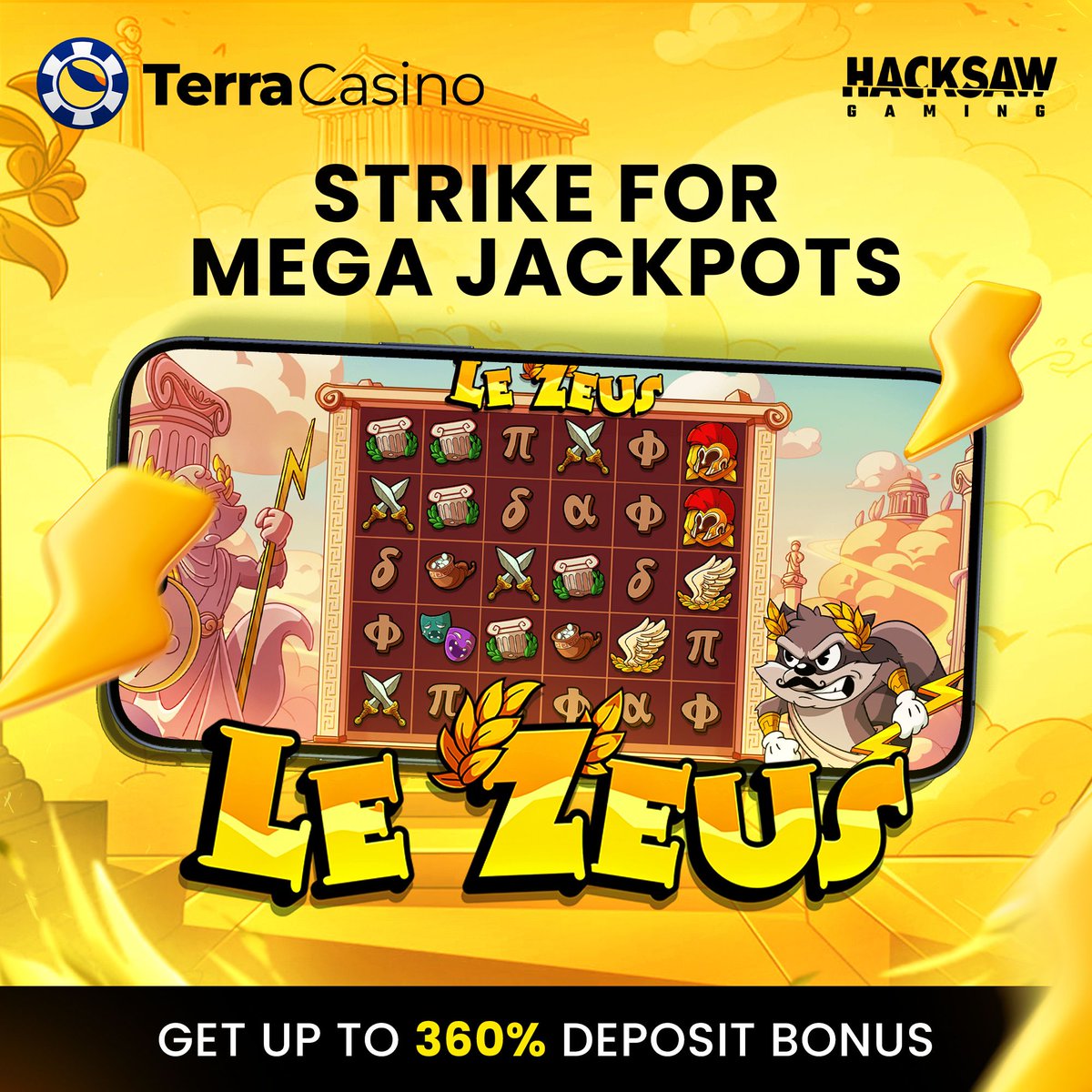 TerraCasino_io's tweet photo. ⚡ STRIKE FOR MEGA JACKPOTS ⚡
Le Zeus by Hacksaw is live and loaded.
Big multipliers. Big chaos. Big potential.
Ready to call down the thunder? 🌩️
Play now 👉 https://t.co/ReGs56LRgd
#Slots #HacksawGaming #LeZeus #CryptoCasino https://t.co/b1HEaFoj92