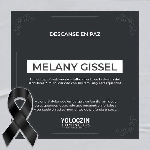 ArturoVill7's tweet image. Descanse en Paz Melany Gissel Bravo Leyva

Otra adolescente asesinada por la violencia que azota México.

Melany fue asesinada mientras viajaba en una camioneta de transporte público en Acapulco. Iba a estudiar. Nada más. En el ataque también resultó herida una compañera y el