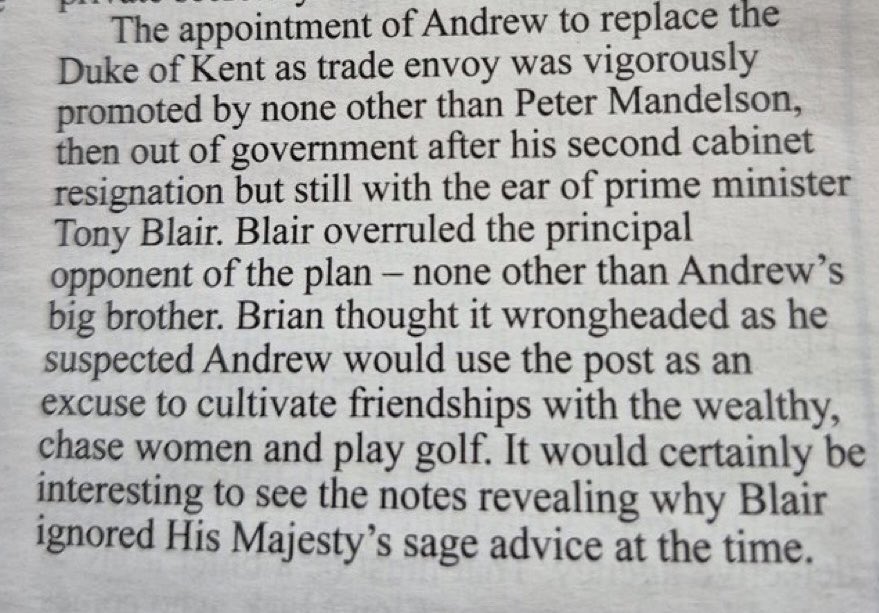 GerryHassan's tweet image. Tony Blair, Peter Mandelson &amp;amp; Andrew's appointment as UK Trade Envoy. From an old #PrivateEye.
