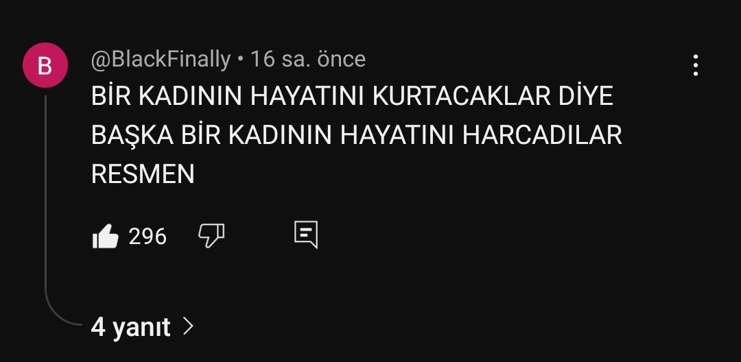 'bi kadının hayatını kurtaracaklar diye başka bi kadının hayatını harcadılar..' 🥀