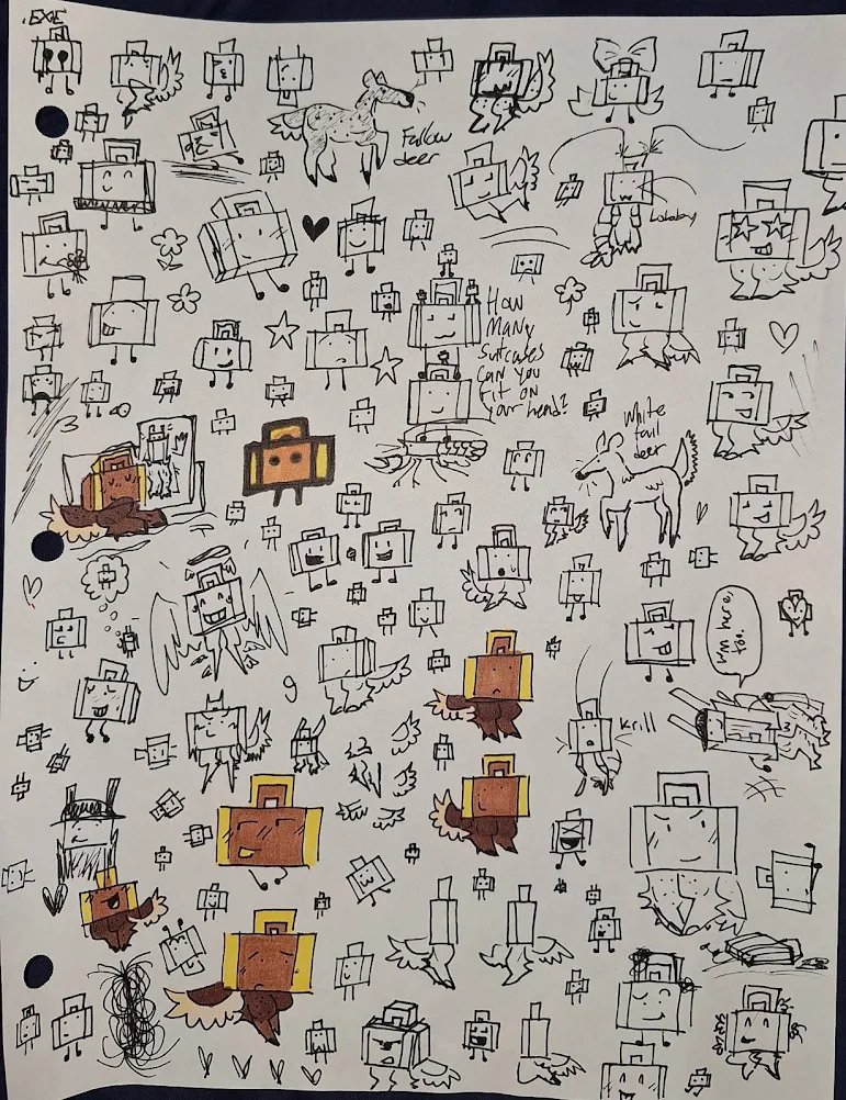 lobsterfanboy's tweet photo. day 35 of drawing suitcase everyday until she has merch again
doodle page!
#suitcaseii #chaircase https://t.co/cy3sMubllq