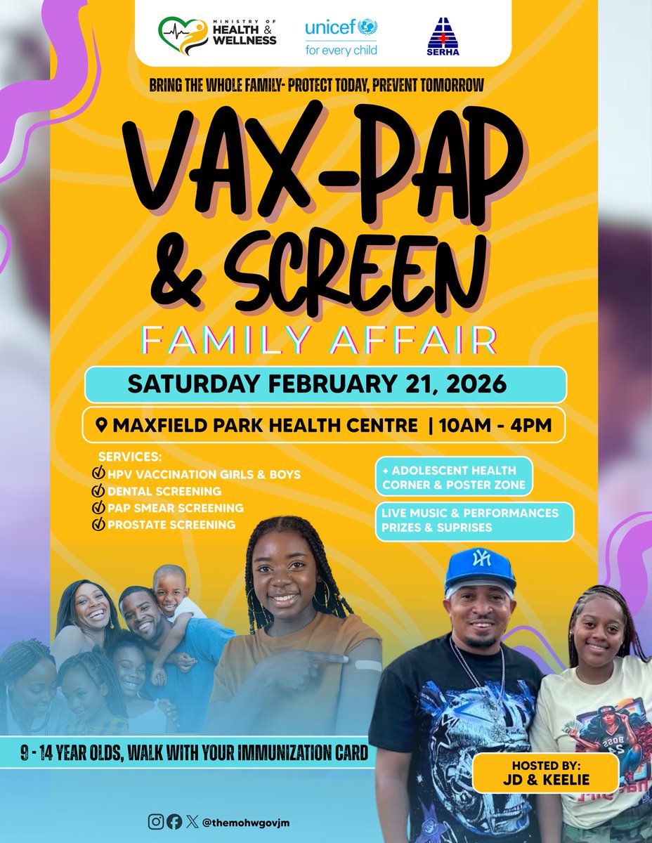 Clear your Saturday plans for your health! 💛

Join us at the Vax-Pap &amp; Screen Family Affair:
📍 Maxfield Park Health Centre
🗓 Sat, Feb 21, 2026 | ⏰ 10AM–4PM

‼️Parents of 9–14 year olds: walk with their immunization card.‼️

Protect today. Prevent tomorrow.