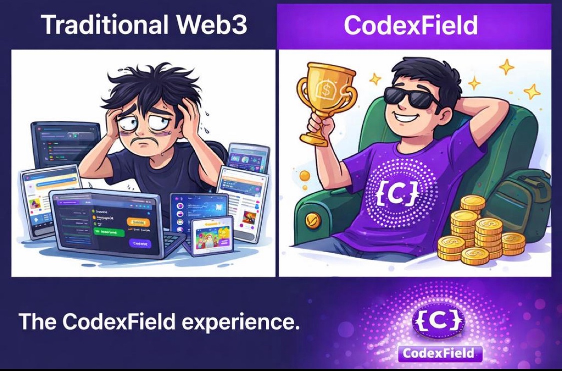 Community Energy Stop surviving Web3.
Start winning with CodexField. 💜
The difference is clear. 🚀
<a href="/CodexField/">CodexField</a>