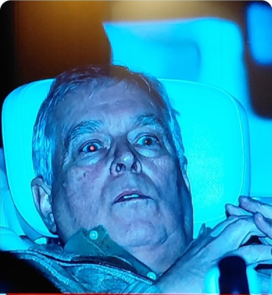 andytom1999's tweet photo. Bit of a Terminator vibe going on with that red eye.
Given the pic is him after he's just been released from a cell, probably fair to say He will be back.
#AndrewMountbattenWindsor 
#AndrewMBW 
#Andrew
#Epstein https://t.co/WeYyDUEFy5