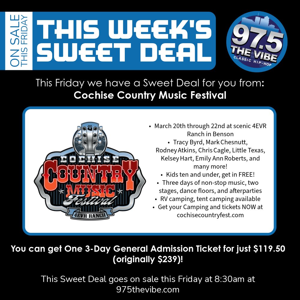 Visit 975thevibe.com this Friday at 8:30am to get your Sweet Deal!🤠✨