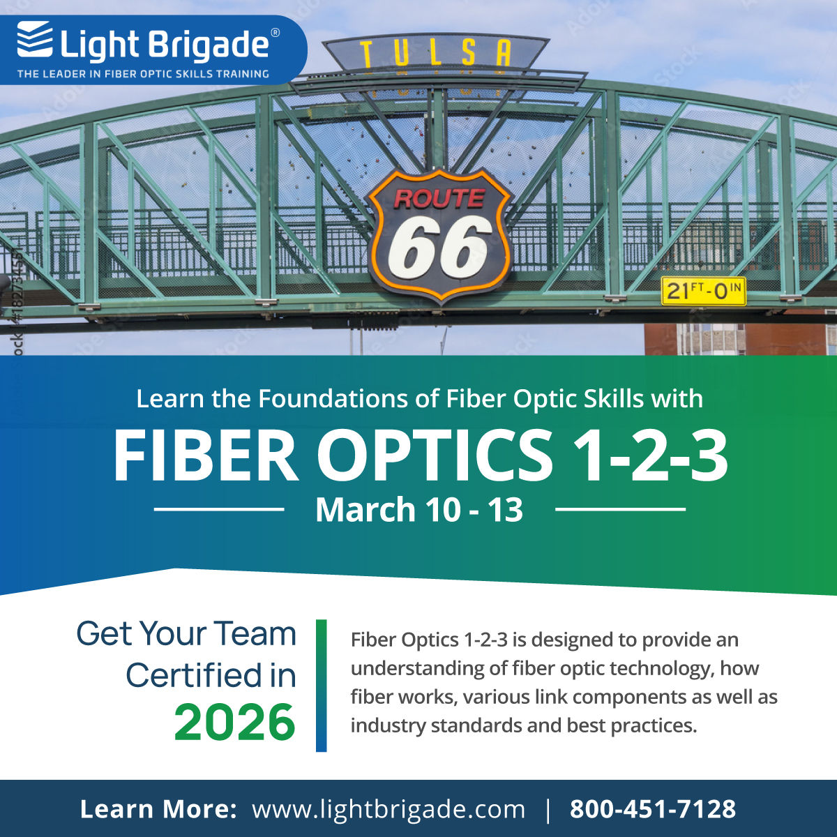 TULSA: Bring your crew to Light Brigade’s Fiber Optics 1-2-3 class, March 10-13.
🔹 2-Day &amp; 4-Day options available 
🔹 Hands-on skills labs 
🔹 ETA Certification testing

Be more efficient from day one.
Register: lightbrigade.com/in-person-fibe…
#FiberOptics #Tulsa #Telecom #Broadband