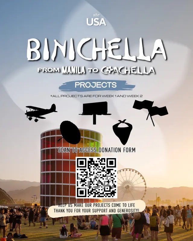 cthlvd_Blmstrmr's tweet photo. 100×88 BINICHELLA CHALLENGE! 🌸🌴

How about we donate together for BINICHELLA?

Let’s make it happen:
👉 100 Blooms donating ₱88 each for the Coachella fund!

They are accepting: Zelle, Cash App, Venmo, Apple Pay, PayPal, GCash, and PayMaya 💸

🔗 Donate here: https://t.co/pq0OX2Ab17

Let’s show our love and support for BINI and help them shine on a global stage! 🌍🔥
(Photos are from the website)

#BINIatCoachella
#BINICHELLA #BINICHELLA2026
#Coachella2026
#BINI