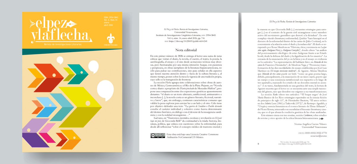 Te invitamos a descubrir los trabajos que dan vida al Vol. 6 Núm. 14 (2026) de "El pez y la flecha". 
Conoce a los autores y sus obras aquí: 🔗 elpezylaflecha.uv.mx/index.php/elpe…