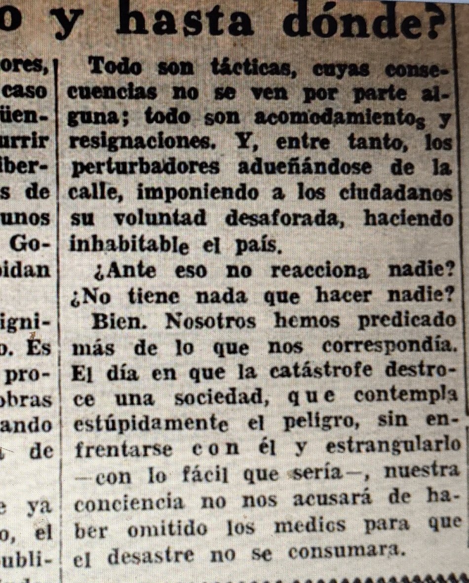 "Bien. Nosotros hemos predicado más de lo que nos correspondía. El día en el que la catástrofe destroce una sociedad, que contempla estúpidamente el peligro, sin enfrentarse con él y estrangularlo -con lo fácil que seria- , nuestra conciencia no nos acusara de haber omitido los