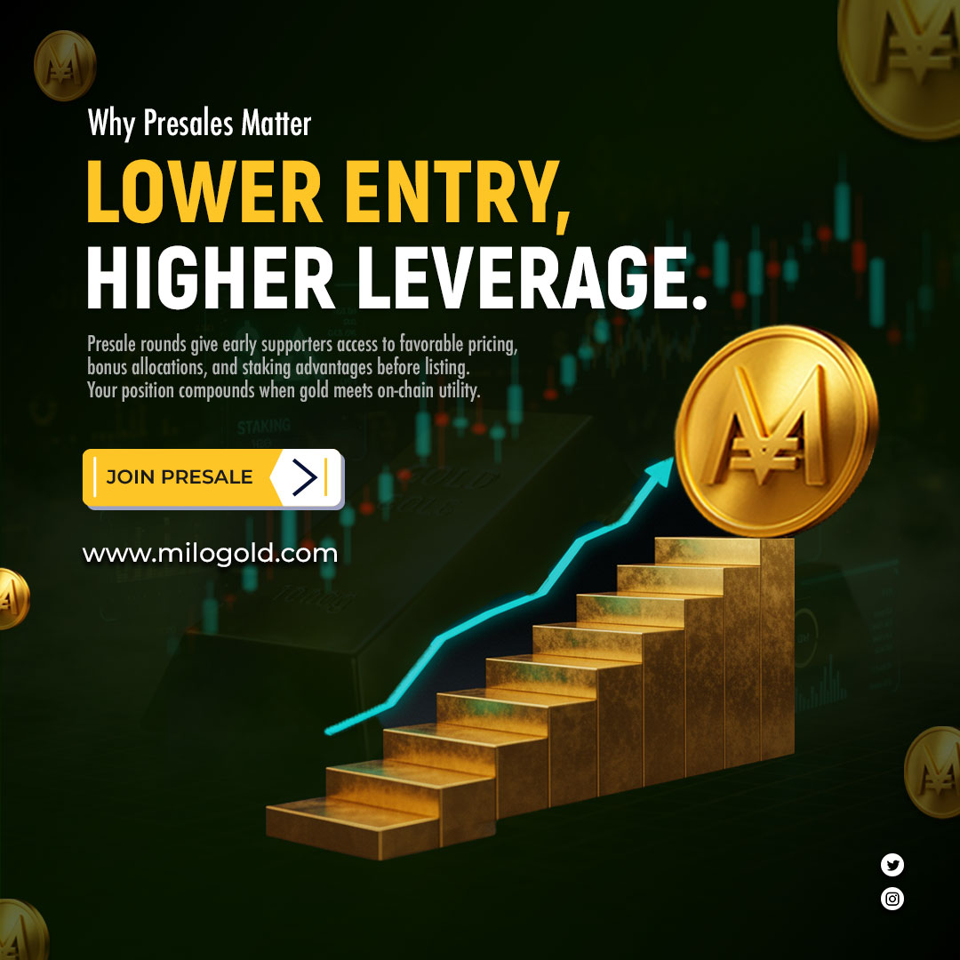 Early Capital Gets Structural Advantage

Presales are not about hype.
They are about positioning.

Each tier reduces the discount by 0.50%.
The earlier you enter, the stronger your gold-linked allocation.

Current entry: 19.50% discount
Staking rewards: up to 24%

As tiers fill,
