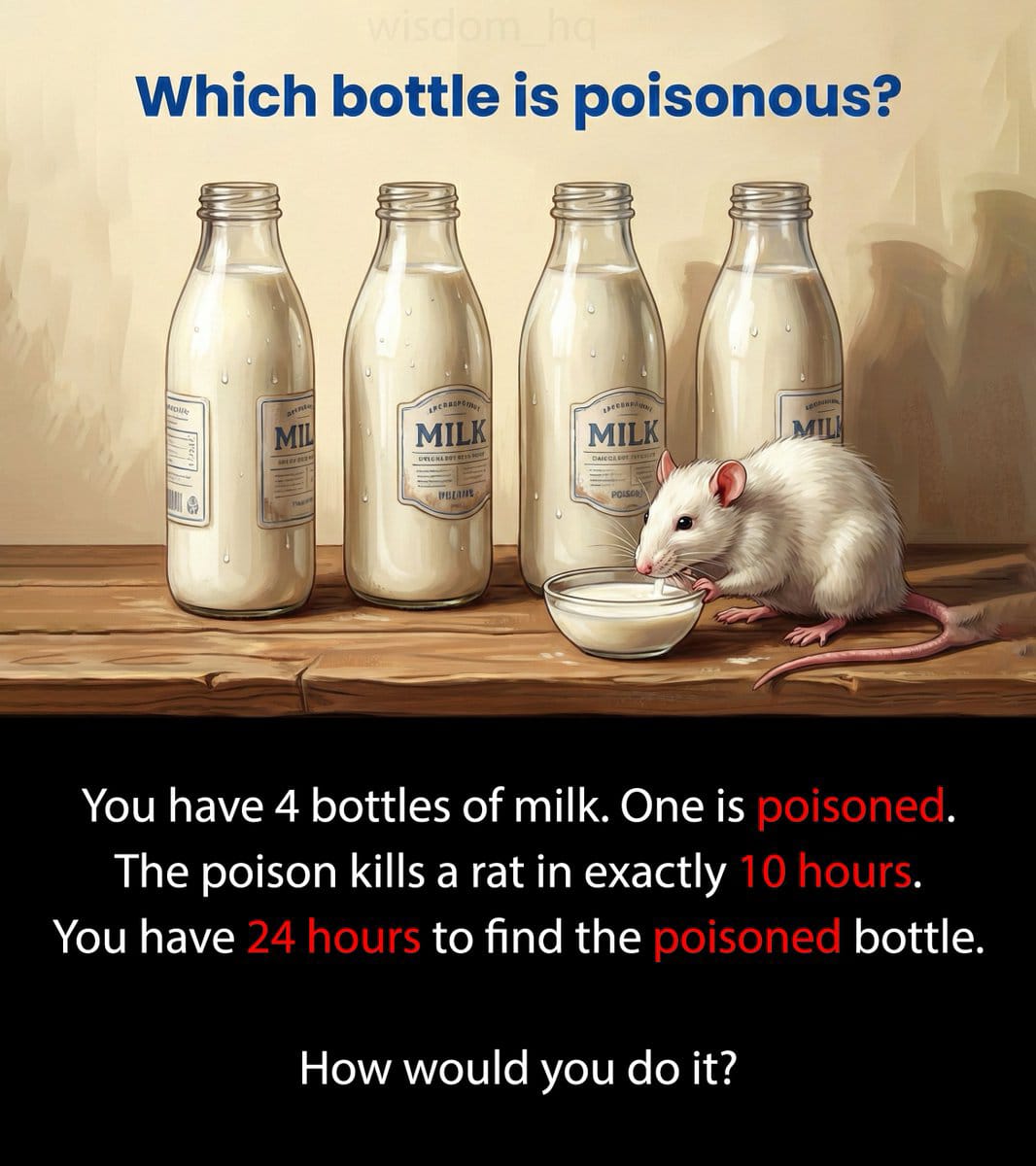 Google interview 

Which bottle is poisonous?🤔