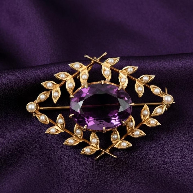 Etsyで見つけた結構良く出来てるアンティーク・アメシスト風ブローチ