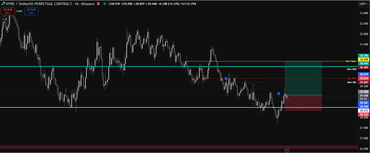 If it has to go it needs to be from here 
tighted stops as going to sleep if it goes right well if it goes left idgf  risk defined

$HYPE