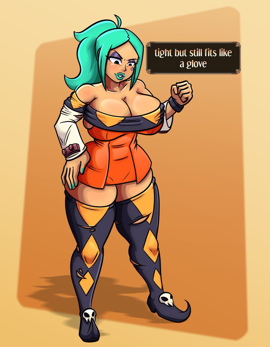 Good old cerebella is trying to see if her classic outfit still fits, and it does with some stretch marks and some small rips. As always, mama cerebella made by <a href="/BeardyArtist/">Jay R (Heading to➡️Wondercon)</a>  #Skullgirls #cerebella #CassandraVeranos #SkullMamaAU #skullgirlsfanarts