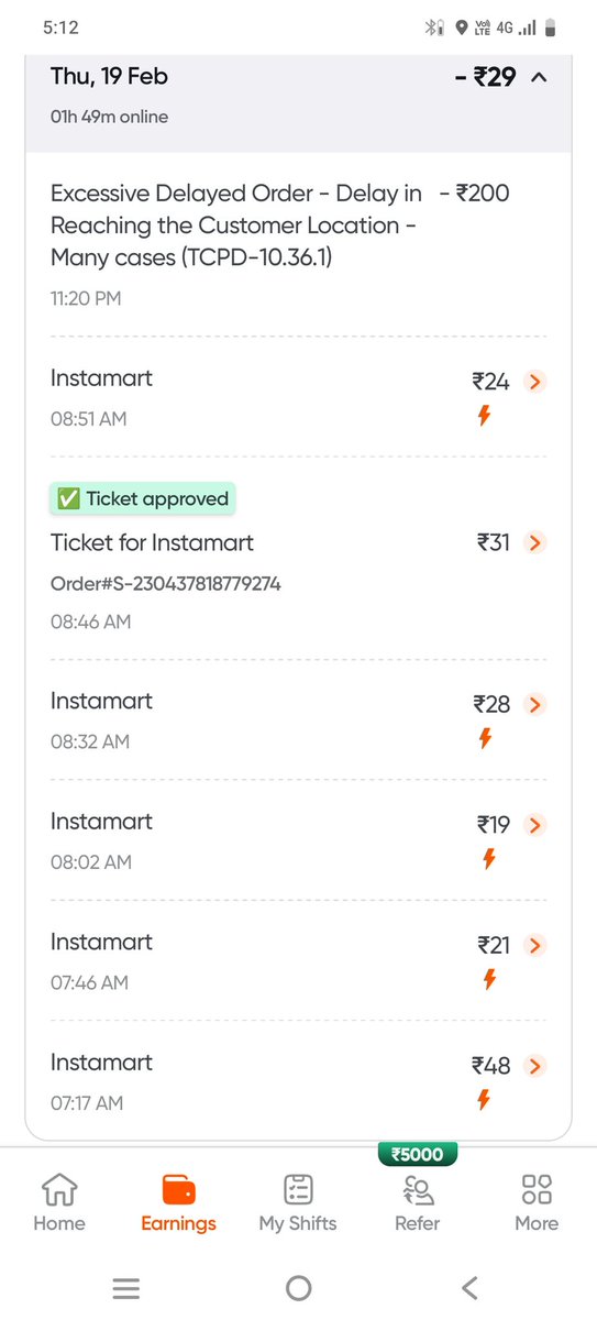 d59503876's tweet photo. See the @instamart_it doing how about riders money cuting extra I just done at 5 orders yesterday  174 amount I earn. But reverse 200 cutoff wt fuck going on it u r management team wt is doing u r cheated account parson not only this MY TDS AMOUNT 447 CUTOFF https://t.co/82HIgNxcKi