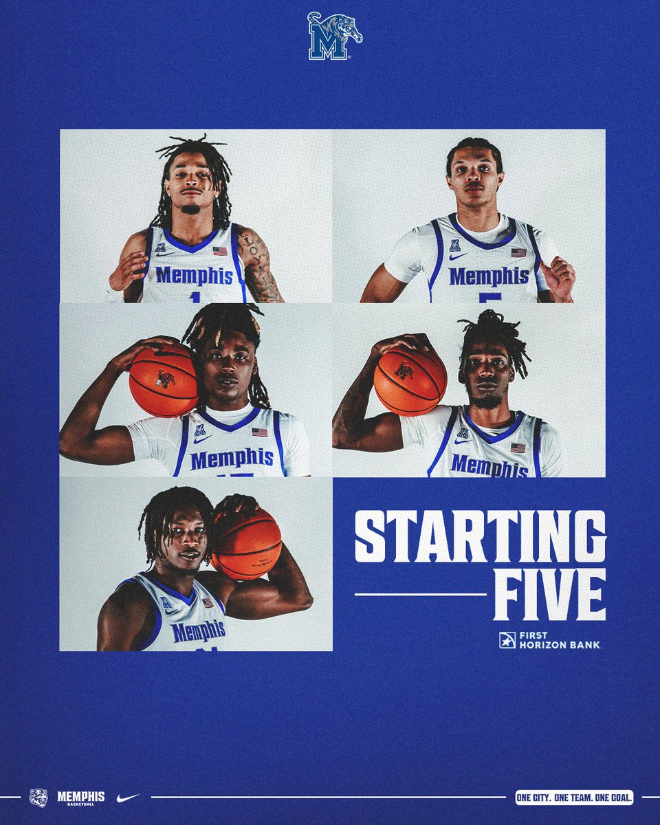 Memphis_MBB's tweet image. Our five 🖐️

#GoTigersGo | @FirstHorizonBnk