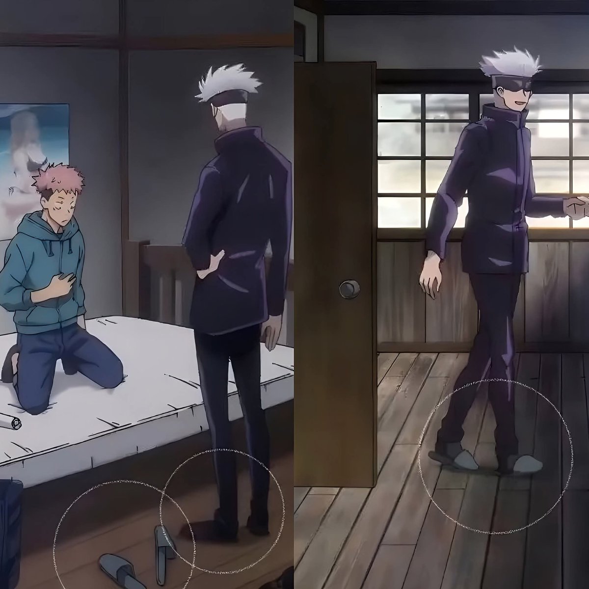 Gojo stealing Yuji's slippers 😭