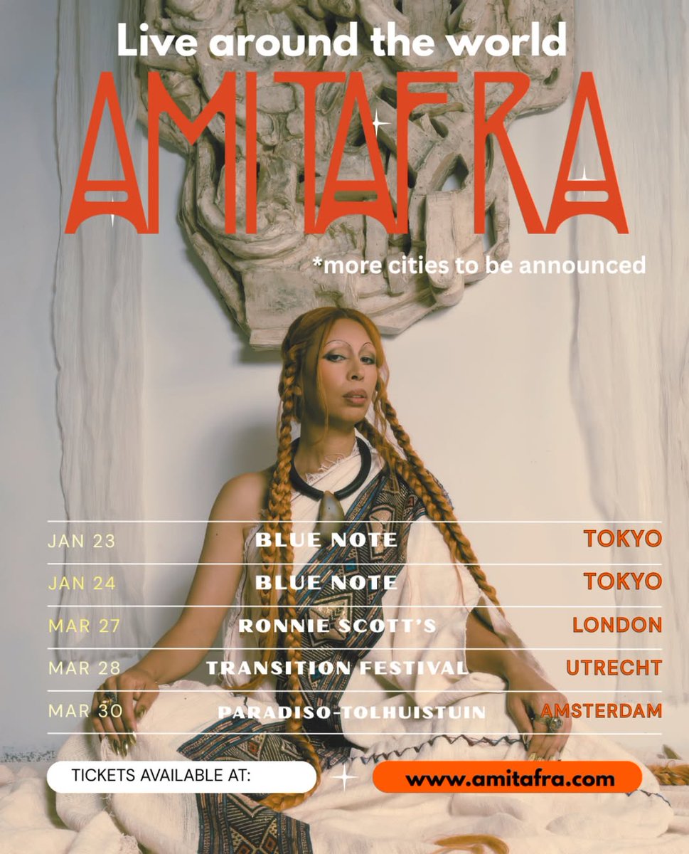 Europe 🤍

March 27 // London <a href="/officialronnies/">Ronnie Scott's Jazz Club</a>
March 28 // Utrecht @ Transition Jazz festival
March 30 // Amsterdam @ Paradiso

Tickets at amitafra.com/#tour