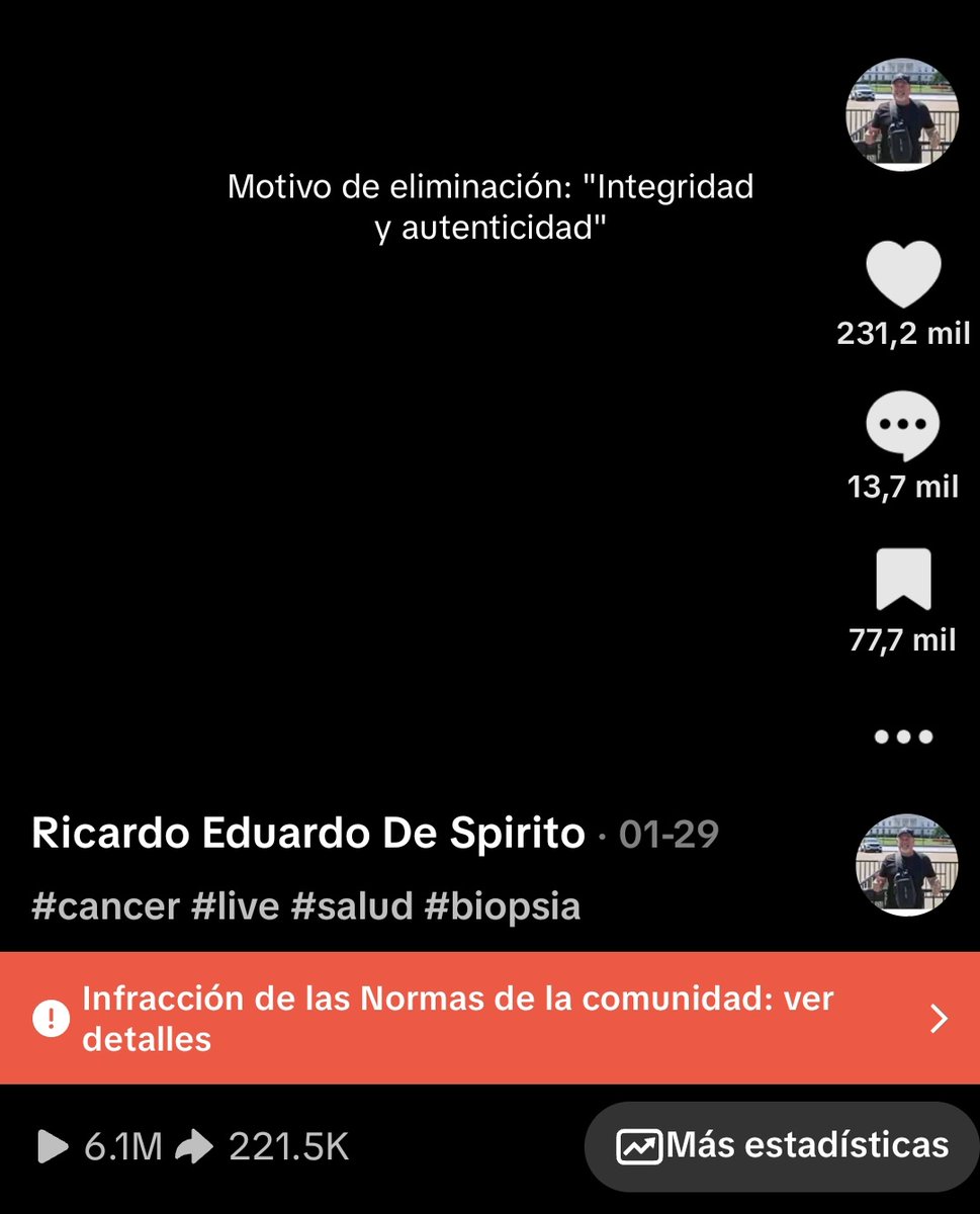 elzorrotacneno's tweet photo. Solo duré cinco meses en TikTok.
Hablé sobre biopsias y el video fue baneado, con suspensión incluida.
¿El motivo?
“Integridad y autenticidad”.
Dije -con claridad- que no deberían realizarse biopsias, y expliqué las razones desde el enfoque alternativo y desde la Medicina Tradicional China. 
No insulté, no incité al odio, no desinformé: pensé y argumenté.
Ahora bien, si el contenido atentaba contra la “integridad”, ¿por qué tuvo más de seis millones de visualizaciones y más de doscientos mil likes?
La respuesta incómoda es evidente:
el problema no fue el contenido, sino que no encajaba con el discurso permitido.
Una lectura más honesta -aunque más dolorosa- me lleva a otra conclusión: gran parte de la comunidad de TikTok vive sumergida en una ignorancia cómoda, bien alimentada por bailes absurdos, bromas huecas y entretenimiento vacío que no cuestiona nada ni a nadie.
Se ufanan de amar la “libertad de expresión”, pero usan la plataforma para idiotizar a la gente, no para despertarla.
Hoy por hoy, X se ha convertido en el único baluarte real de la verdadera libertad de expresión.
Aquí todavía se puede pensar, disentir y hablar sin pedir permiso al dogma.
El video que TikTok decidió censurar
lo publicaré en el siguiente post.
Porque cuando un sistema te calla,
no es porque estés equivocado, sino porque estás tocando lo que no debe tocarse.