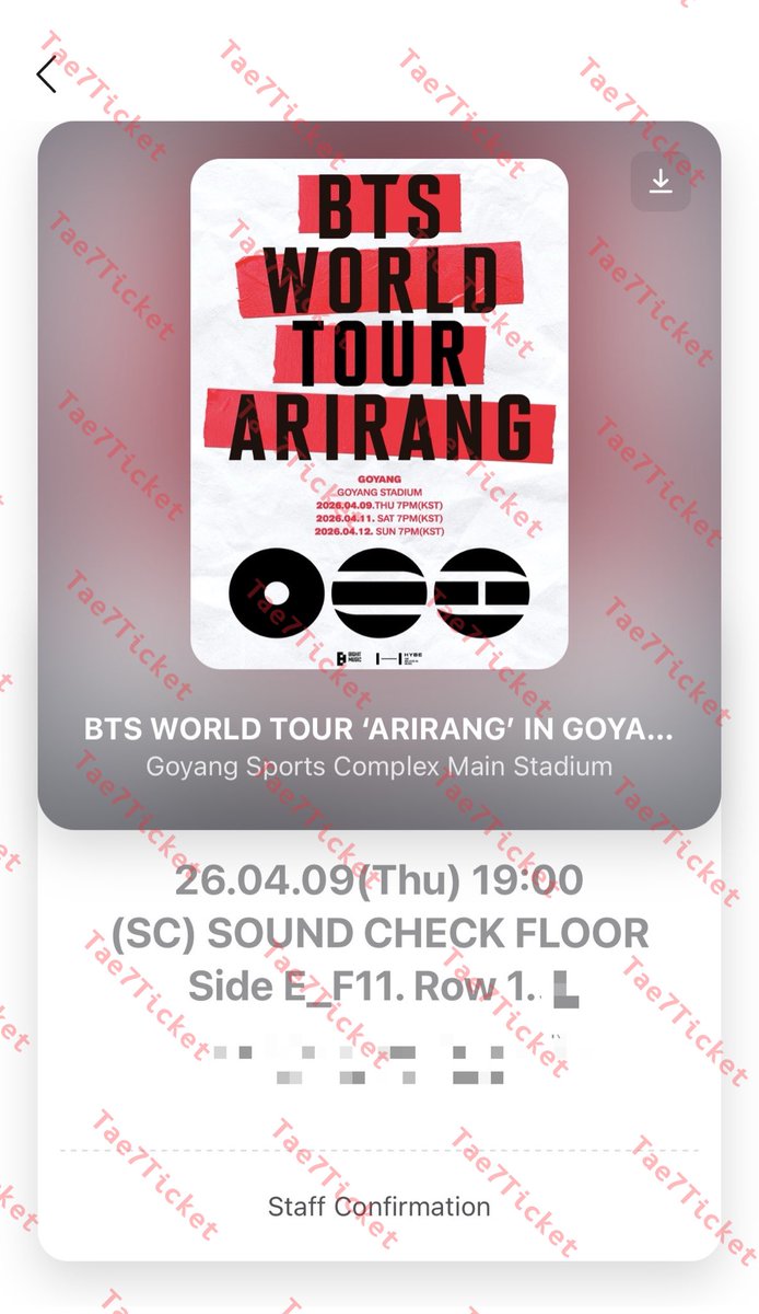 BTS WORLD TOUR IN GOYANG
#Tae7feedback
The transfer of newly ordered tickets has been completed💜🙌🏻

still have extra tickets 
High success transfer ID✅

✉️If u interest plz DM
#BTS_WORLDTOUR_GOYANG 
#방탄소년단 #BTS #BTS_WORLDTOUR