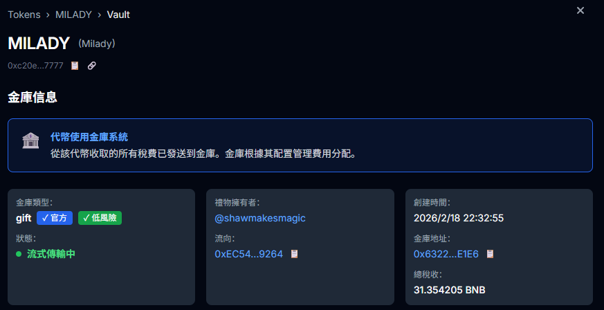 Noobwillwin's tweet photo. 继昨天shaw @shawmakesmagic  入驻BSC蝴蝶 @flapdotsh  后

$Milady 已为 Shaw 的项目贡献 31 BNB 税费，且刚刚完成 2 BNB 的回购

链上凭证：
https://t.co/uOg2WaUZwn

同时该项目已报名 BSC 黑客松，而 @flapdotsh 正是本届黑客松的赞助方之一

难倒说？这波中西联动真的要成真了吗？ https://t.co/mP9Mn2ZUiU