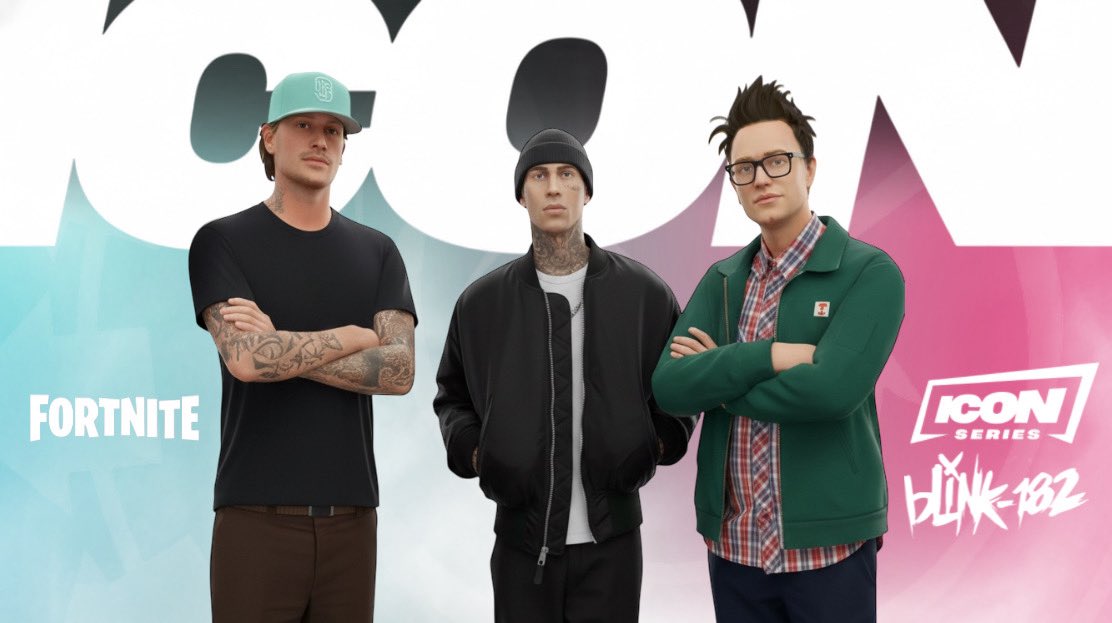 Fortnite | Fortnite Festival | Blink-182
Icon Series Collaboration Concept

Featuring Mark Hoppus, Tom DeLonge, and Travis Barker #Blink182 #Fortnite 

Please add them Icon Serie Skins <a href="/Fortnite/">Fortnite</a>