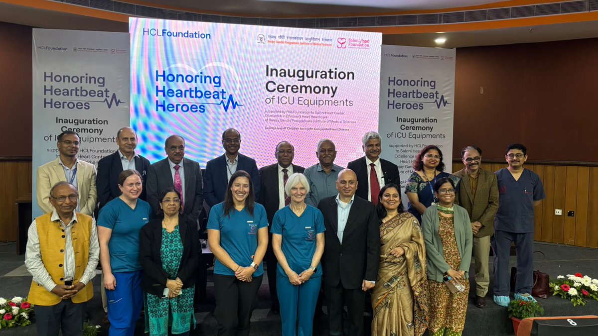 HCL_Foundation's tweet photo. HCLFoundation, in partnership with the Saloni Heart Foundation, has enhanced pediatric cardiac critical care services at the Saloni Heart Center housed within SGPGIMS, Lucknow, through the inauguration of advanced ICU equipment under its Phase 1 support. This initiative is a significant step toward addressing Congenital Heart Disease (CHD) by expanding critical ICU capacity for newborns and children requiring specialized cardiac care.

The support includes state-of-the-art equipment such as the SLE 6000 Pediatric Neonatal Ventilator, Panda ResusView Warmer with Resuscitation Trolley, and the GE Bilisoft Fibre Optic Phototherapy System, all of which will strengthen life-saving interventions for pediatric patients.

The inauguration was graced by distinguished dignitaries including Shri Amit Kumar Ghosh, Additional Chief Secretary, Medical Health & Family Welfare, Government of Uttar Pradesh; Shri Awanish Kumar Awasthi, Chief Advisor to the Hon’ble Chief Minister of Uttar Pradesh; Prof. Radha K. Dhiman, Director, SGPGIMS; and Shri Himanshu Seth, Executive Chairman, Saloni Heart Foundation.
Mr. Rishi Kumar, Senior Vice President, HCLTech, and Dr. Chethana Thirthahalli, Technical Lead – Health, HCLFoundation, shared insights on the potential impact of this collaboration.

#HCLFoundation #HealthcareForAll #ChildHealth #PublicHealth #CSRImpact #HealthEquity #PediatricCare #StrongerTogether