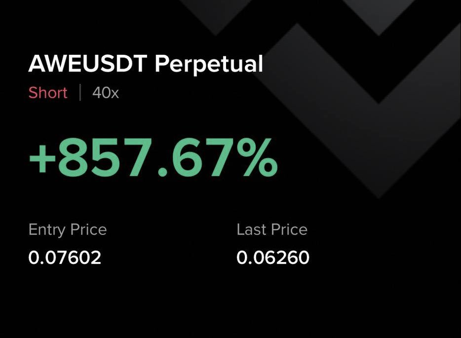 $AWE

TP3: 0.065 
$ASTER $ICP $ZK $ZEC $DASH $XPL $PENGU $TAO $COAI $BTC $DGB $VIRTUAL $HYPE $SOL $PUMP $ETH $TRUMP $ROSE Click below to join our free signals group t.me/futurestrading…