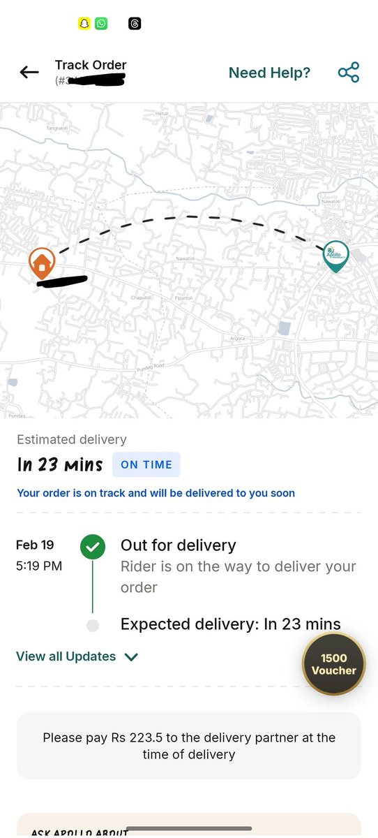 Poor medicine delivery service by <a href="/ApolloPharmacy/">Apollo Pharmacy</a> the delivery location showing the same location past 12 hrs and even showing delivery in next 20mins. Careless service.  @ConsumerHelpBBR <a href="/JaagoGrahak/">Jaago Grahak</a>