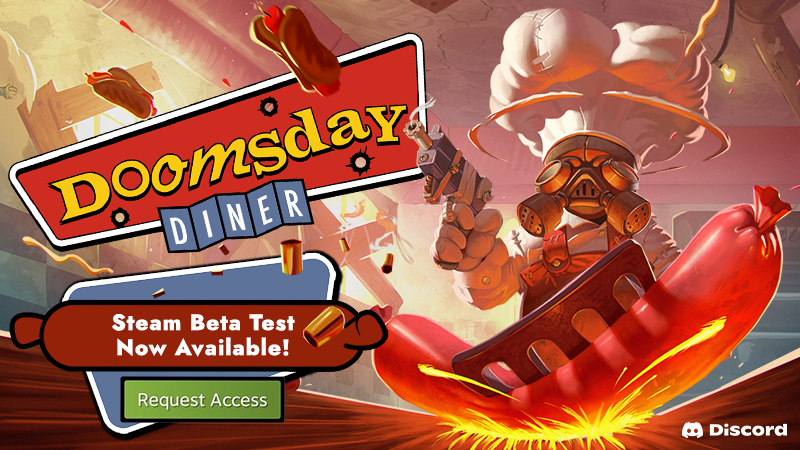 SpaceRockNZ's tweet photo. We have a new playtest build out on Steam for #DoomsdayDiner!! 🪅   

Please join the game and serve us your sausage!  🌭#indiedev #gamedev     

Give us your best sassy sausage slogans! 🙏 https://t.co/VNClPdlOnd