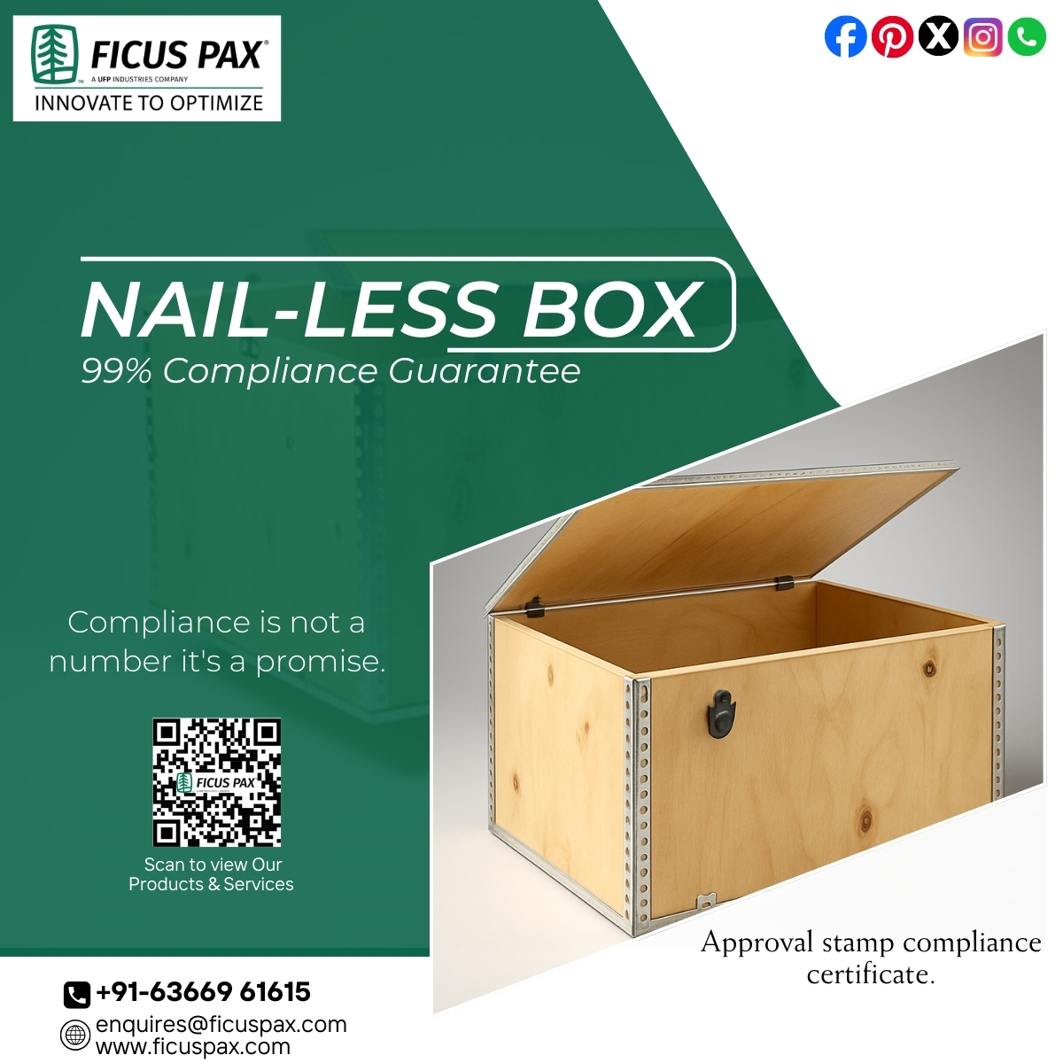 Ficus_Pax's tweet image. 📦 Nail-Less Box – 99% Compliance Guarantee

When it comes to export packaging, compliance is not just a requirement it’s a commitment.

📞 wa.me/+916366961615
📧 enquires@ficuspax.com
🌐 ficuspax.com

#FicusPax #NailLessBox #ExportPackaging #IndustrialPackaging