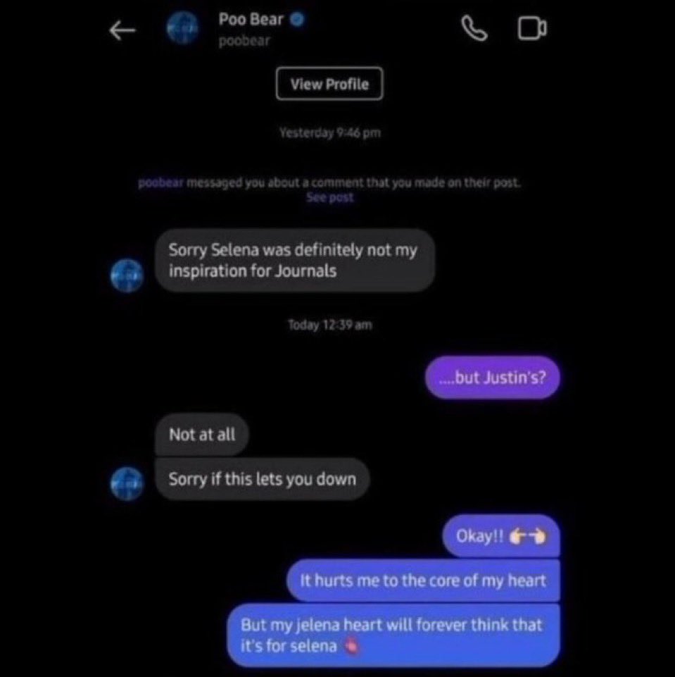 Buzzbee19's tweet photo. Having to lie about even this is SO CREEPY 

Mind you even if the album was about a toxic teen pr mess Justin never wanted: He DUMPED Selena who is worthless and meaningless to HER husband! No woman would give af…. You people are severely deranged and brainwashed! Like trumpers https://t.co/x3LtHuOMxo